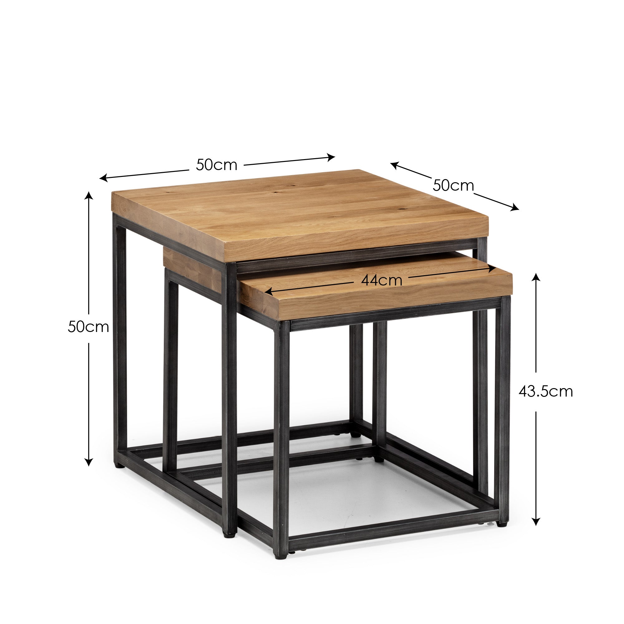 Alberta Natural Oak Wood Nesting Side Tables
